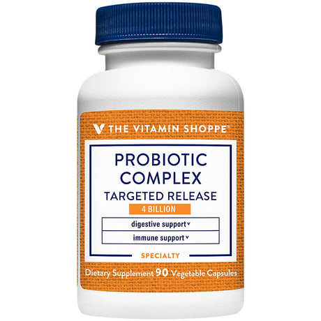 Probiotic Complex 4 Billion Cfus– Targeted Release Veggie Caps – Supports Intestinal Health & Digestion with a Balance of Probiotic Strains (90 Vegetable Capsules) by the Vitamin Shoppe