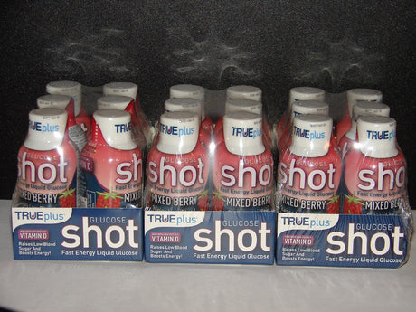 True plus Glucose Liquid Shots Mixed Berry Flavor 2Oz - 18 Pack