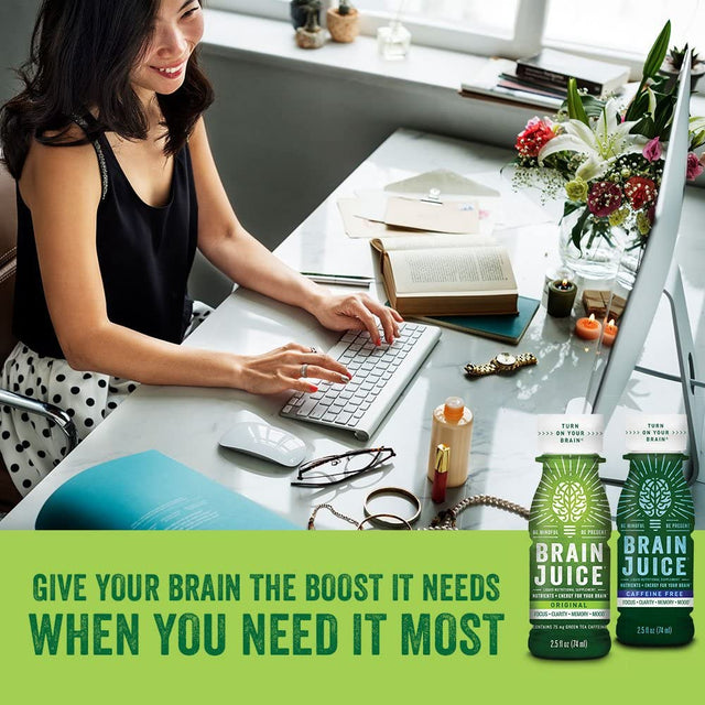 Brainjuice Brain Booster Shot, Original Peach Mango | Brain Support Supplement with Alpha GPC, B5, B6, B12 | Improved Energy, Memory, Focus, Clarity, & Mood | Gluten-Free, Non-Gmo | 2.5 Fl Oz, 12 Pack