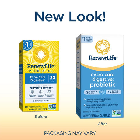Renew Life Extra Care Digestive Adult Probiotic, Unisex, 30 Billion CFU, 12 Strains, 30 Count