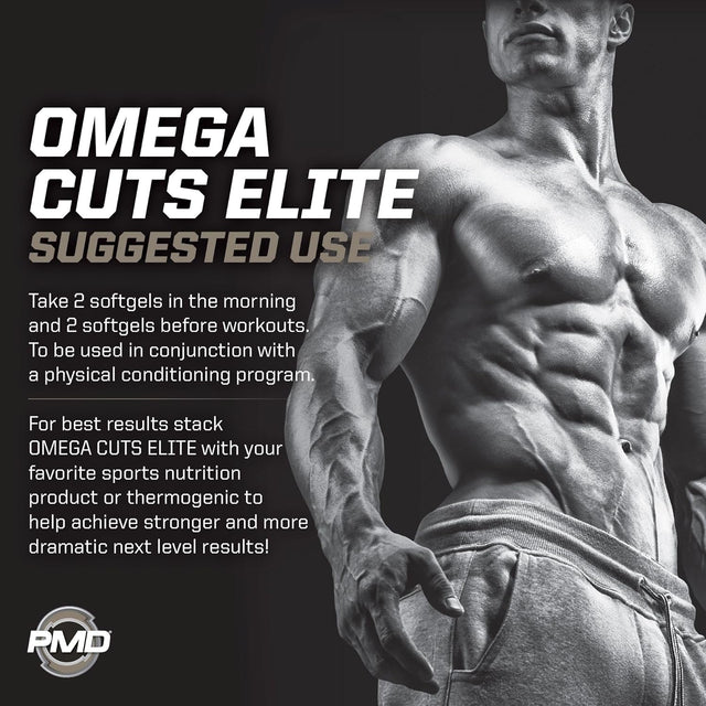 PMD Sports Omega Cuts Elite Fat Loss-Muscle Defining Formula - Omega Fatty Acids, Mct'S and CLA for Muscle Definition and Maintenance - Keto Friendly for Women and Men - Stimulant Free (90 Softgels)