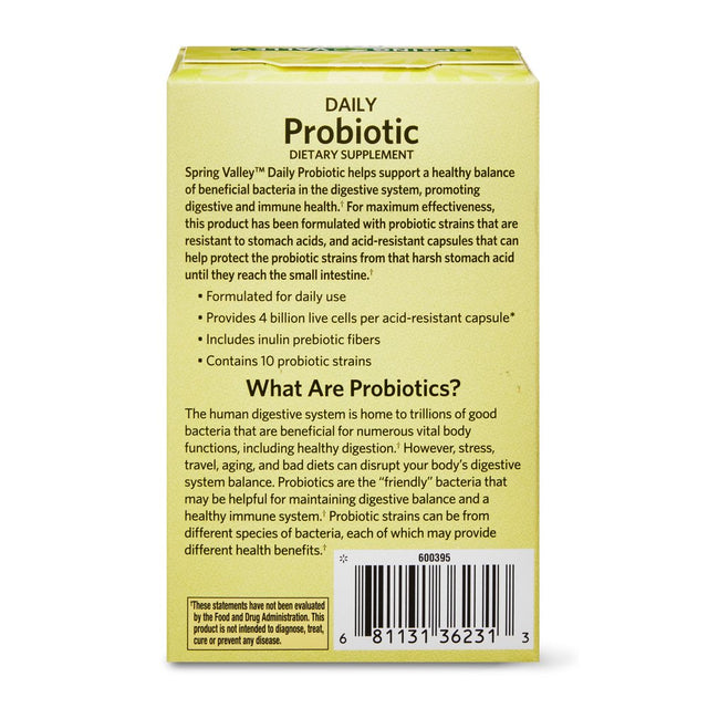 Spring Valley Daily Probiotic Dietary Supplement, 60 Vegetarian Capsules