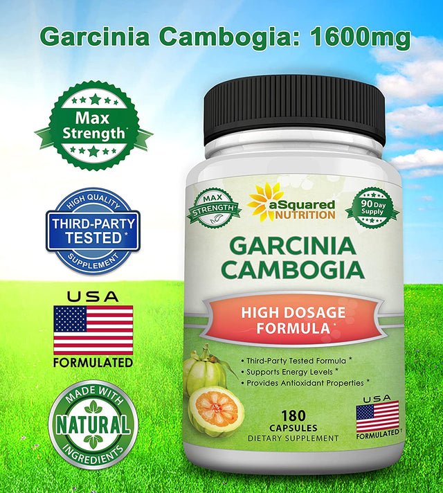 Garcinia Cambogia 1600Mg-180 Capsules-Natural Pure Extract Pills for Brain Health- Standardized Ultra HCA & Garcinia Cambogia Supplement Alternative to Gummies, Drops, Tea & Powder