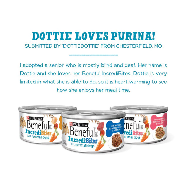 Purina Beneful Incredibites Wet Dog Food for Small Dogs High Protein Variety Pack, 3 Oz Cans (30 Pack)