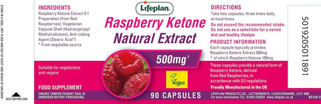 Lifeplan Raspberry Ketone Natural Extract 500Mg 90 Caps