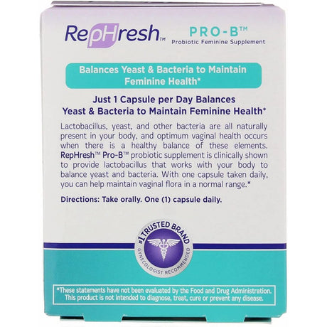 Rephresh Pro-B Probiotic Feminine Supplement Capsule, 30 Capsules
