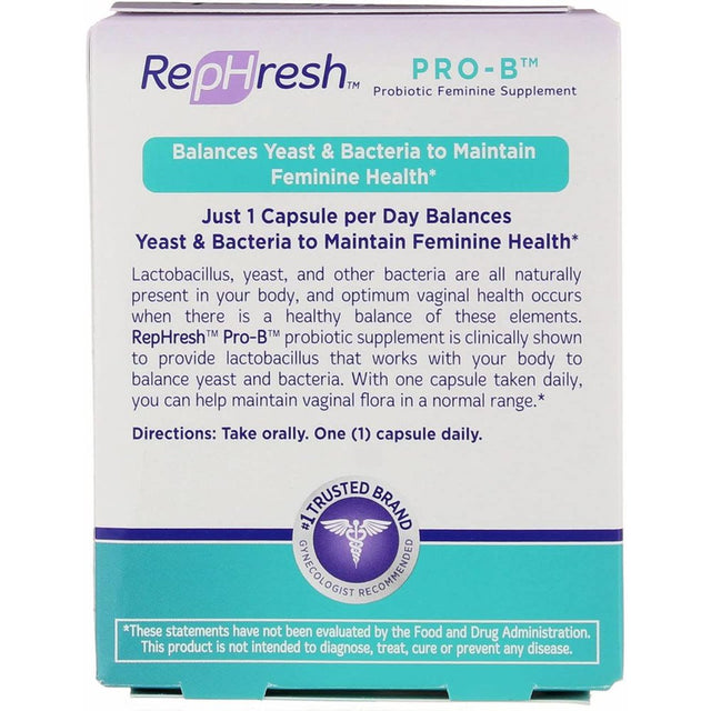 Rephresh Pro-B Probiotic Feminine Supplement Capsule, 30 Capsules