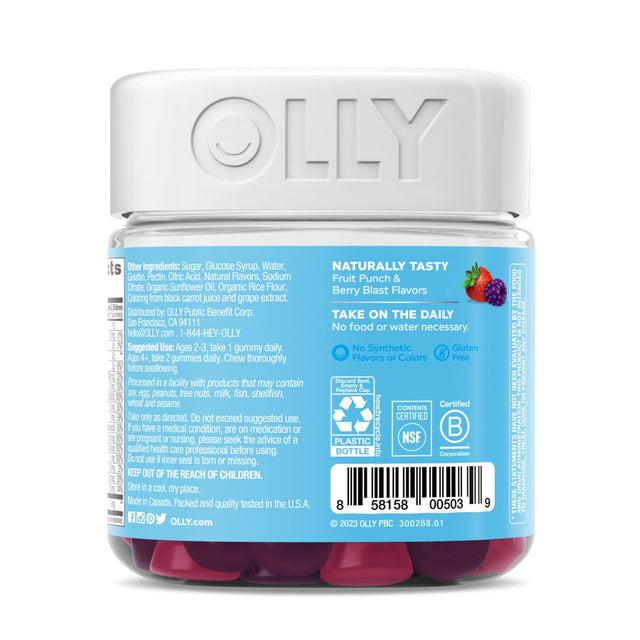 OLLY Kids Multivitamin + Probiotic Gummy, Daily Digestive Supplement, Zinc, Berry, 70 Ct