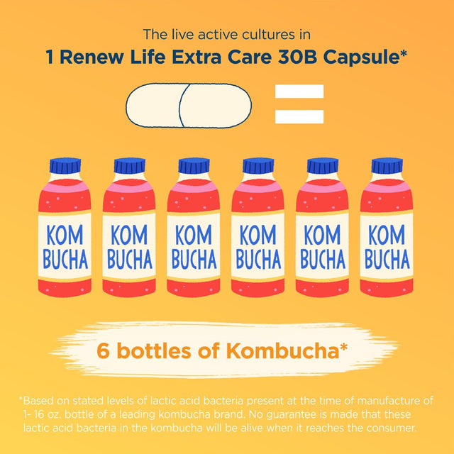 Renew Life Extra Care Digestive Adult Probiotic, Unisex, 30 Billion CFU, 12 Strains, 30 Count