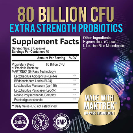 Probiotics for Digestive Health - 80 Billion CFU Guaranteed with Strains for Women'S Vaginal & Men'S Urinary Health & Daily Gut Immune Support, Nature'S Acidophilus Probiotic Supplement - 60 Capsules