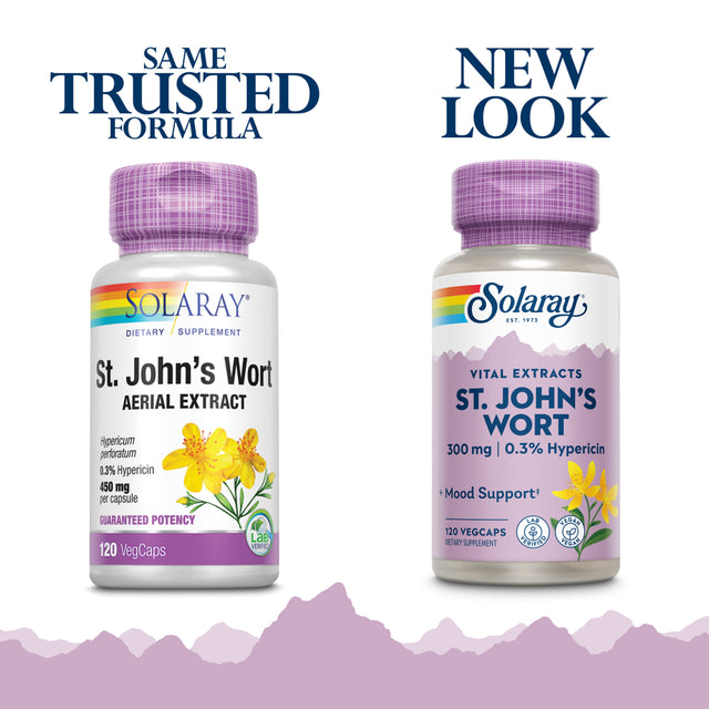 Solaray St Johns Wort Aerial Extract 450Mg, Once Daily | Mood & Brain Health Support | 0.3% Hypericin | 120Ct