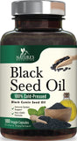 Premium Black Seed Oil Capsules 1000Mg - Vegan Cold-Pressed Nigella Sativa Black Seed Oil, Nature'S Pure Black Cumin Seed Oil for Immune, Hair and Brain Support, Non-Gmo - 180 Capsules