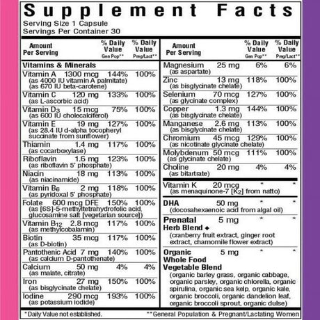 Bluebonnet Ladies One Prenatal 30 Vegcap