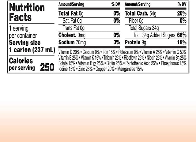 Boost Breeze Nutritional Drink, Peach, 8 Fl Oz (Pack of 27)