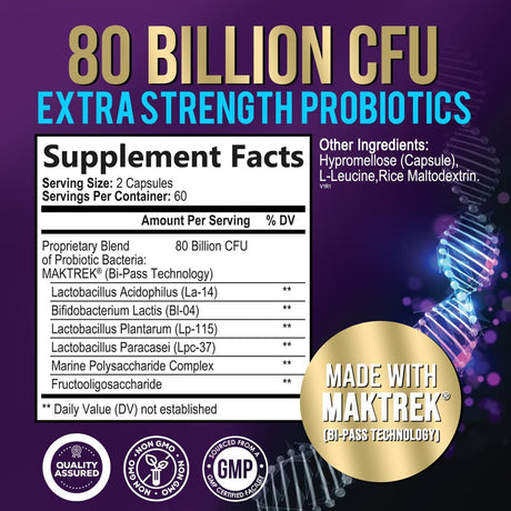 Probiotics for Digestive Health - 80 Billion CFU Guaranteed with Strains for Women'S Vaginal & Men'S Urinary Health & Daily Gut Immune Support Nature'S Acidophilus Probiotic Supplement - 120 Capsules