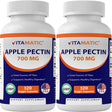2 Pack Vitamatic Apple Pectin 700 Mg 120 Vegetarian Capsules - Dietary Fiber - Promotes Healthy Intestinal Health*