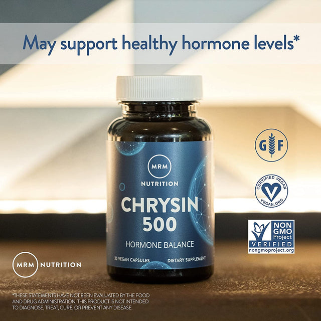 MRM Nutrition Chrysin 500Mg | Hormone Balance | Promotes Healthy Testosterone Levels | Pure 5,7-Dihydroxyflavone | Gluten-Free + Vegan | 30 Servings