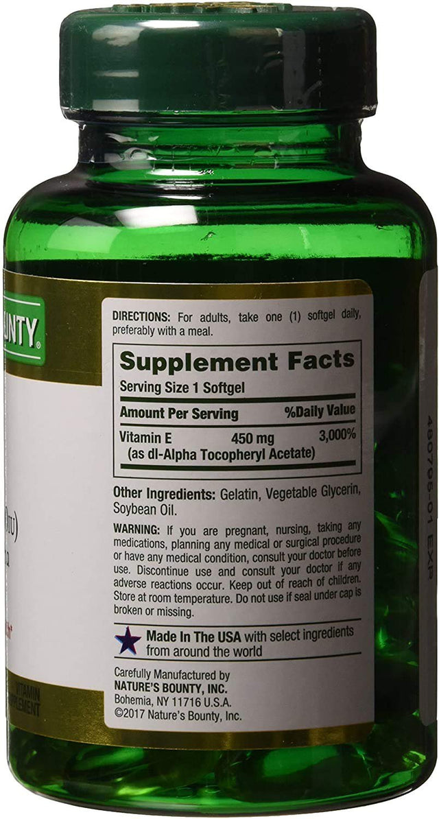 Nature'S Bounty Vitamin E 1000 IU Softgels Pure Dl-Alpha 60 Soft Gels (Pack of 2)