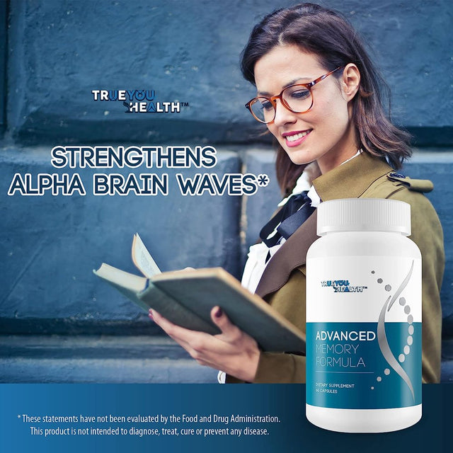 Advanced Memory Formula - by True You Health - Nootropic Brain Supplement - Formulated with Ginkgo Biloba, L-Glutamine, Bocopa Monnieri, Taurine, & More for Memory and Focus - 60 Count