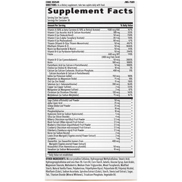 GNC Women'S Multivitamin 50 plus |Supports Bone, Eye, Memory, Brain and Skin Health with Vitamin D, Calcium and B12 | Helps Increase Energy Production | 60 Caplets