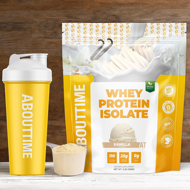 ABOUT TIME Whey Isolate Protein, Non-Gmo, All Natural, Lactose/Gluten Free, 24G of Protein per Serving (Vanilla - 2 Pounds)