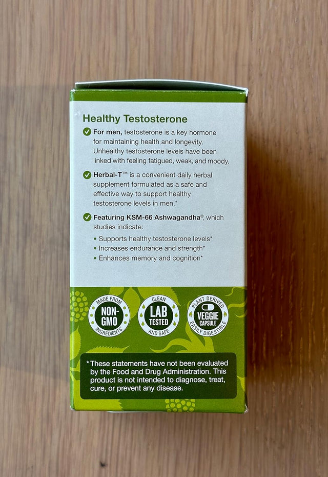 Dailynutra Herbal T Natural Male Supplement for Endurance, Vitality, and Healthy Aging - W/Ksm-66 Ashwagandha, Tongkat Ali, Tribulus, Eleuthero Siberian Ginseng, and Horny Goat Weed (1-Bottle)