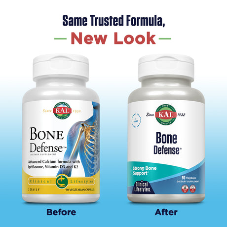 KAL Bone Defense | Healthy Bone Strength and Density Supplement | Calcium, Vitamin D3 and K2, Magnesium | 90Ct, 30 Serv.