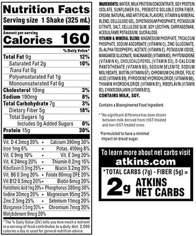 Atkins Gluten Free Protein-Rich Shake, Creamy/French Vanilla, Keto Friendly, (Packaging May Vary) , 11 Fl Oz (Pack of 4)
