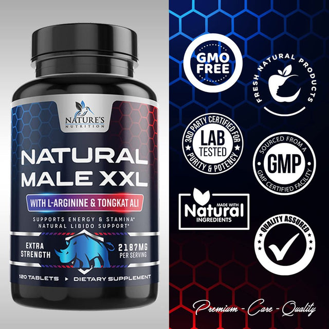 Natural Male Booster for Men - Male Enhancing Supplement - Natural Performance Booster for Energy, Endurance, Size, Stamina, Strength & Muscle Recovery Support with L-Arginine, Tongkat Ali - 120 Pills