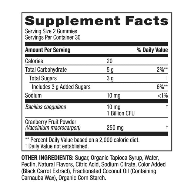 Spring Valley Women'S Cranberry Probiotic Supplement Vegetarian Gummies, Raspberry Lemon, 60 Count