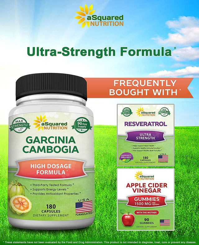 Garcinia Cambogia 1600Mg-180 Capsules-Natural Pure Extract Pills for Brain Health- Standardized Ultra HCA & Garcinia Cambogia Supplement Alternative to Gummies, Drops, Tea & Powder