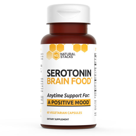 Natural Stacks Brain Food Serotonin Supplement - Neurotransmitter Support for Positive Mood & Energy (60Ct)