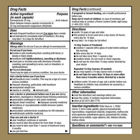 Goodsense Esomeprazole Magnesium Delayed Release Capsules 20 Mg, Proton Pump Inhibitor (PPI), Frequent Heartburn Treatment, 42 Count