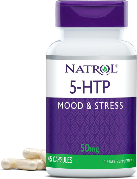 Natrol Mood & Stress 5-HTP 50Mg, Dietary Supplement Helps Support a Balanced Mood, 45 Capsules, 11-45 Day Supply