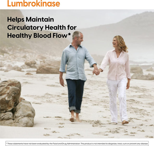 Lumbrokinase Cardiovascular Support Circulatory Health Blood Flow Enzymes, 20 Mg, 60 Count