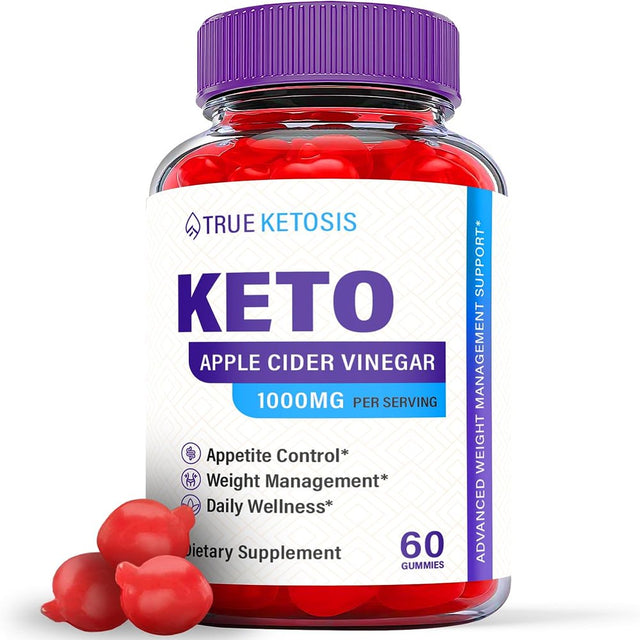 (1 Pack) True Ketosis Keto ACV Gummies - Apple Cider Vinegar Supplement for Weight Loss - Energy & Focus Boosting Dietary Supplements for Weight Management & Metabolism - Fat Burn - 60 Gummies