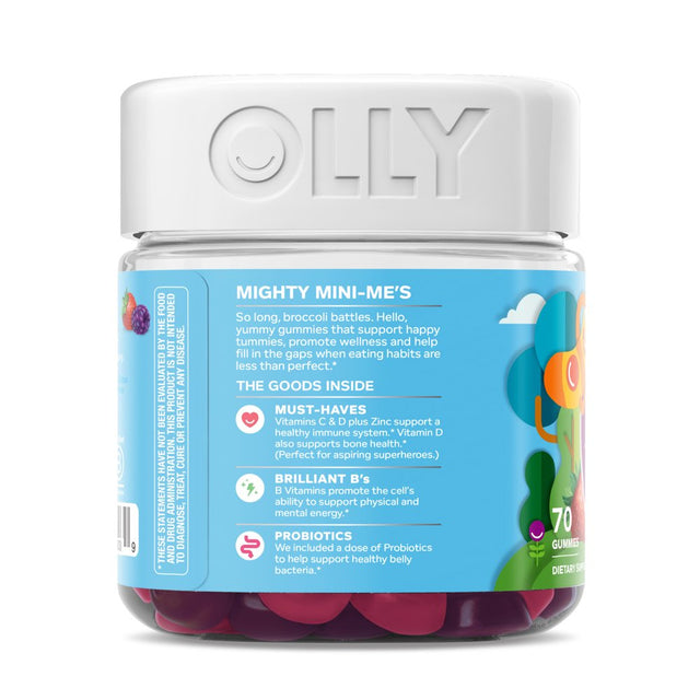 OLLY Kids Multivitamin + Probiotic Gummy, Daily Digestive Supplement, Zinc, Berry, 70 Ct