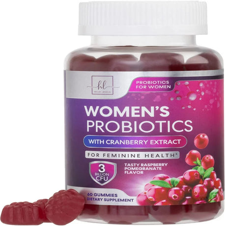 Probiotics for Women + Cranberry - 3 Billion CFU Guaranteed & 6 Vegan Strains for Women'S Vaginal, Digestive, Ph & Immune Health Support, Womens Probiotic Gummy, Shelf Stable, No Gluten - 60 Gummies