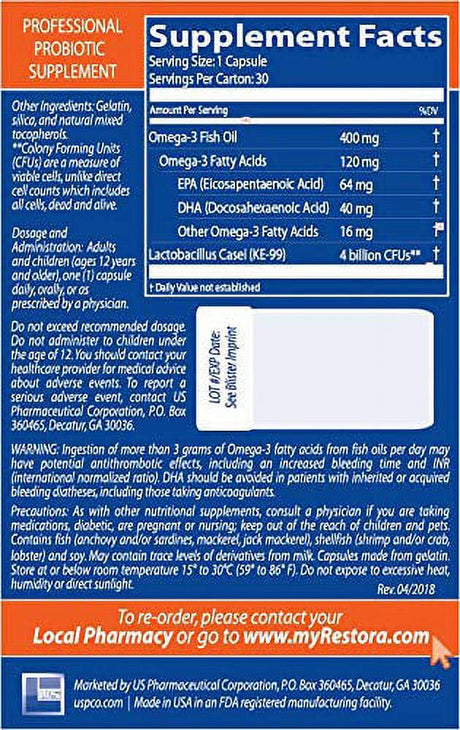 Restora Professional 1-A-Day Probiotic Supplement