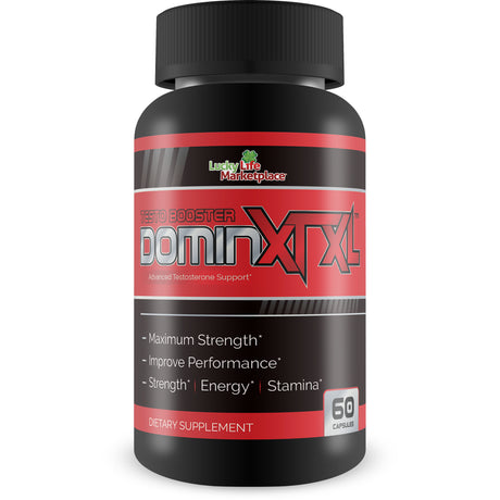 Testo Booster Domin XT XL - Testosterone Booster for Strength, Muscle Building, Performance, Energy, Stamina, and Sexual Health - Advanced Testosterone Support - 60 Capsules