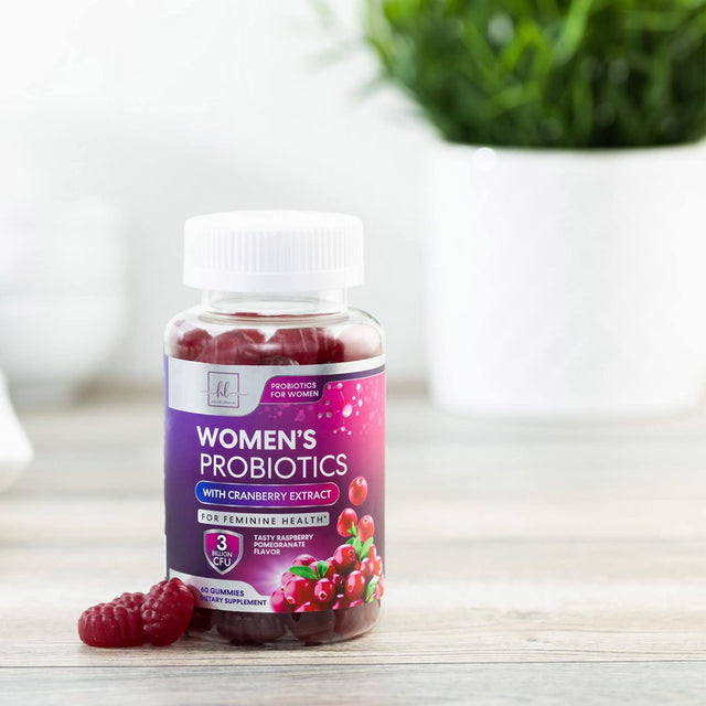 Probiotics for Women + Cranberry - 3 Billion CFU Guaranteed & 6 Vegan Strains for Women'S Vaginal, Digestive, Ph & Immune Health Support, Womens Probiotic Gummy, Shelf Stable, No Gluten - 60 Gummies