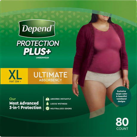 Depend Protection plus Ultimate Underwear for Women, XL (80 Count)