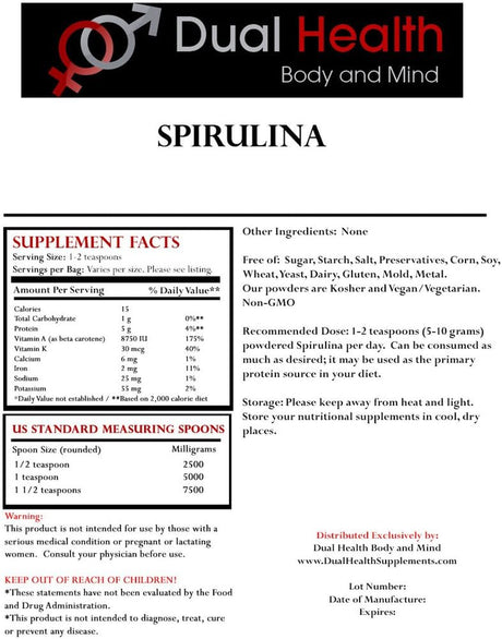 Pure Spirulina Powder (4 Oz) Protein Superfood Bulk Supplements