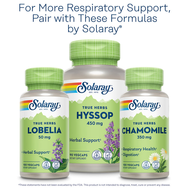 Solaray Mullein Leaf, Herbal Support for Healthy Respiratory and Bronchial Function, Vegan, 100 Vegcaps