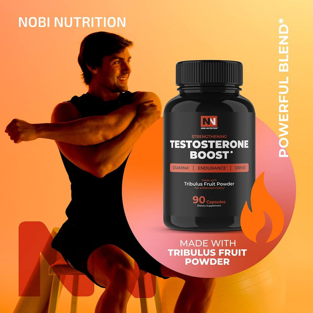 Nobi Nutrition Extra Strength Testosterone Booster for Men -Premium Test Booster Supplement for Energy, Performance, Stamina & Recovery - Male Enhancement Pills 90 Ct