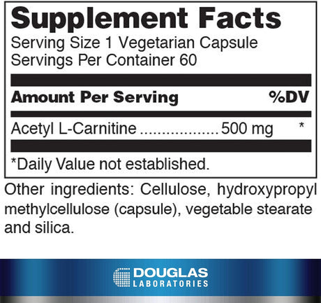 Douglas Laboratories Acetyl L-Carnitine 500 Mg | Supports Brain and Nerve Function during the Normal Aging Process* | 60 Capsules