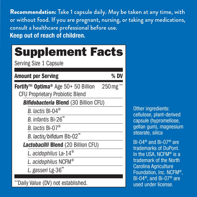 Nature'S Way Fortify™ Optima® Optima Adult 50+ Daily Probiotic, 50 Billion Live Cultures, 7 Strains, 30 Capsules