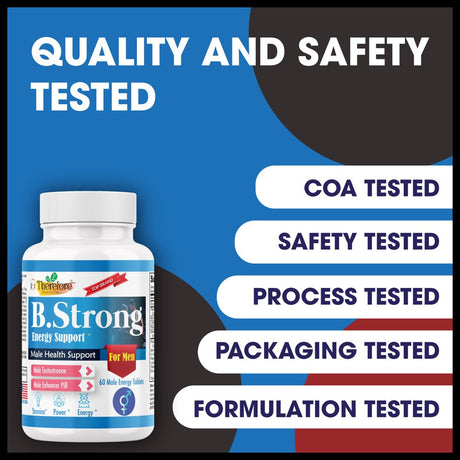 B.Strong Testosterone Booster for Men- Natural Stamina, Endurance, Energy & Strength Enhancing Supplement, Libido Support Male Supplements, 60 Veggie Tablets by Therefore
