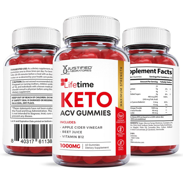 Lifetime Keto ACV Gummies 1000MG Dietary Supplement 60 Gummys