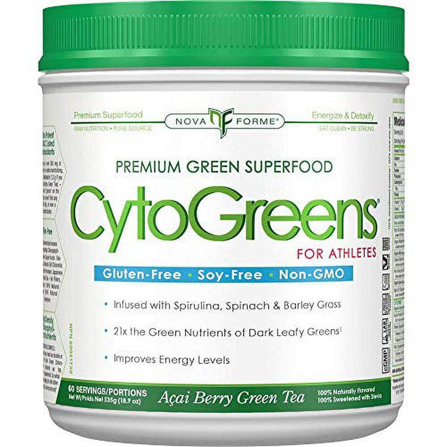 Cytogreens - Premium Green Superfood for Athletes Acai Berry Green Tea - 60 Serving